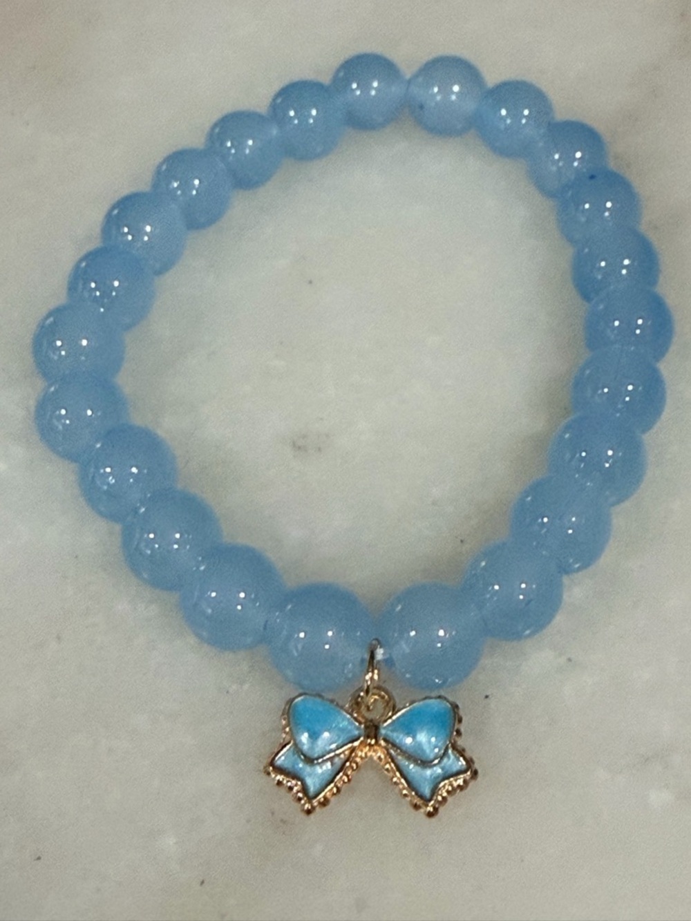 Blue Bow Charm Bracelet Handmade Y2K Cute Girly Coquette Jewelry